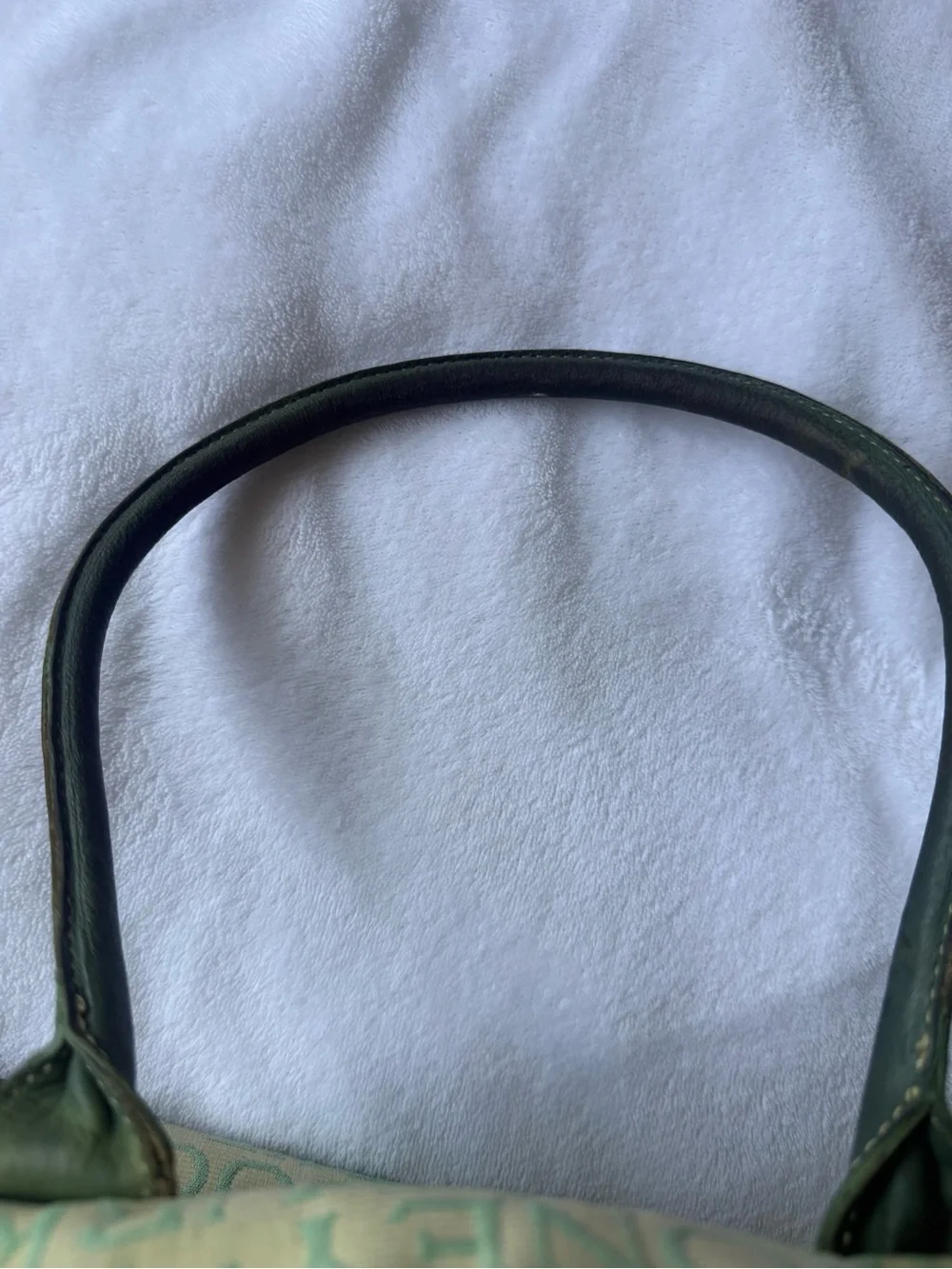 Y2K Dooney & Bourke Cream and Mint Canvas Logo Satchel